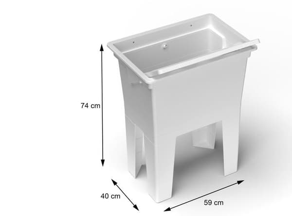 Tvättställ - Adventa handfat - 9W113C98 - Monobloc tvättställ i polypropenharts för utomhusbruk, 59 x 41 x 75 cm, vit