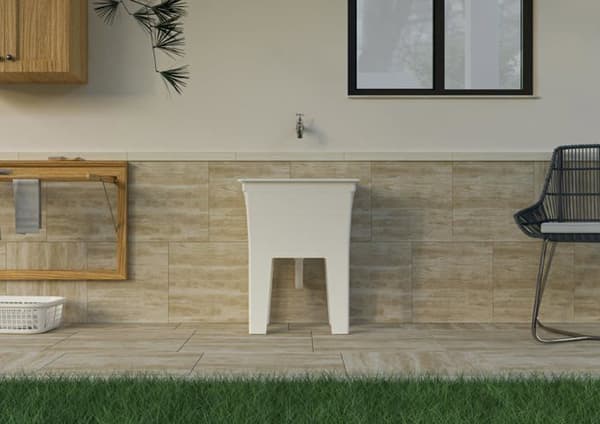 Tvättställ - Adventa handfat - 9W113C98 - Monobloc tvättställ i polypropenharts för utomhusbruk, 59 x 41 x 75 cm, vit