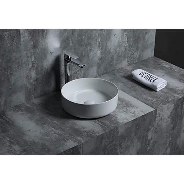 Starbath Plus - Keramiskt tvättställ - Rund form - Blank vit - Mått 35 x 35 x 12 cm