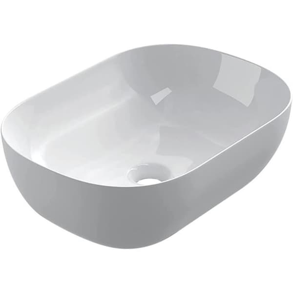 Starbath Plus - Vitt keramiskt tvättställ - Oval form - Mått 45,5 x 32,5 x 14 cm