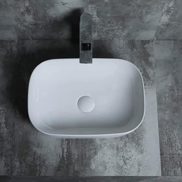 Starbath Plus - Vitt keramiskt tvättställ - Oval form - Mått 45,5 x 32,5 x 14 cm