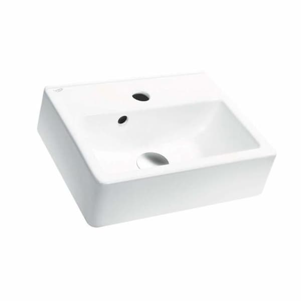 Lavabo - vask Cerastyle - CeraStyle 001400-U-En hål - 001400-U-Rektangulär väggmonterad keramisk handfat med ett hål, vit