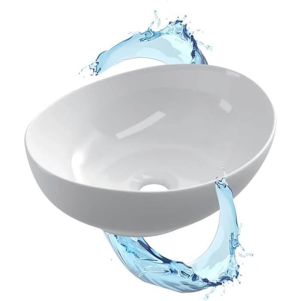 Starbath Plus - Vit keramiskt handfat - Oval form - Mått 41 x 33 x 15 cm