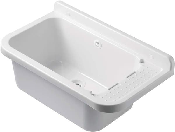 Negrari - 2051BAM - Väggmonterad hartsvask, resistent mot vanliga syror, för utomhusbruk, L 59 x D 34 x h 21 cm, vit