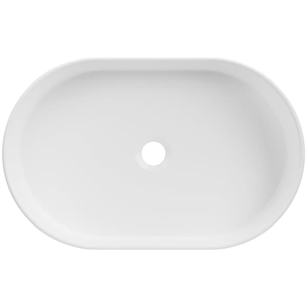 BORDVASKE Oval med rille INVENA GLAMOUR TREND 50 cm hvid højglans
