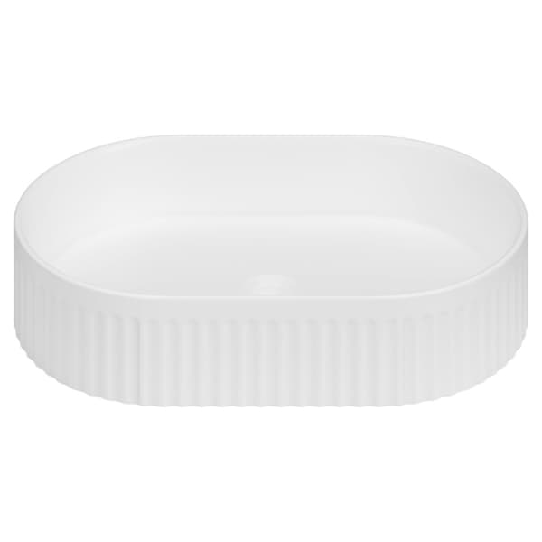 BORDVASKE Oval med rille INVENA GLAMOUR TREND 50 cm hvid højglans