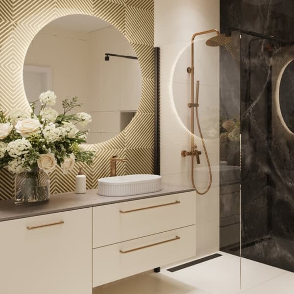 BORDVASKE Oval med rille INVENA GLAMOUR TREND 50 cm hvid højglans