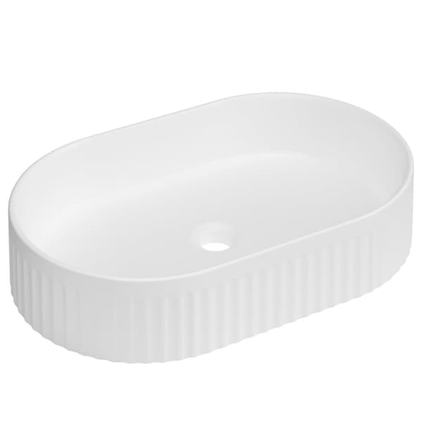 BORDVASKE Oval med rille INVENA GLAMOUR TREND 50 cm hvid højglans