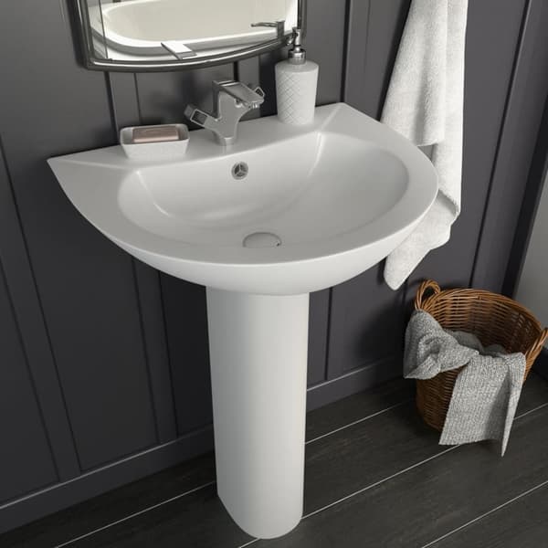 Handfat fristående med piedestal keramik 520x440x190 cm vit