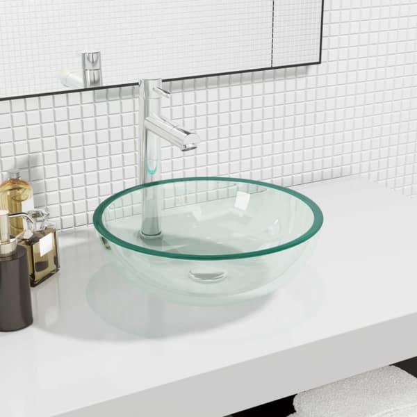 Handfat härdat glas 35x12 cm transparent