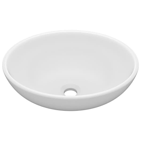 Lyxigt ovalt handfat matt vit 40x33 cm keramik