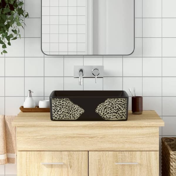 Handfat svart rektangulär 46x35,5x13 cm keramik