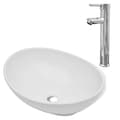 Miniatyrbild 2 av 2: Handfat med blandare keramik oval vit