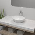 Miniatyrbild 1 av 2: Handfat med blandare keramik oval vit