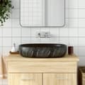 Miniatyrbild 1 av 2: Handfat svart oval 59x40x14 cm keramik