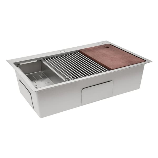 304 Rustfrit Stål Køkkenvask, Stor 33 Tommer Størrelse, Enkelt Skål Design,Sølv