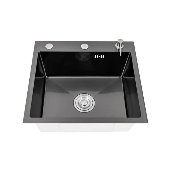Rustfrit Stål Køkkenvask, Rummelig Enkelt Skål Design, Nem Installation,sort