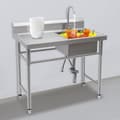 Miniatyrbillede 3 af 4: Fritstående rustfrit stål vask, stor kapacitet bassin, 360° roterbar vandhane, holdbar konstruktion.