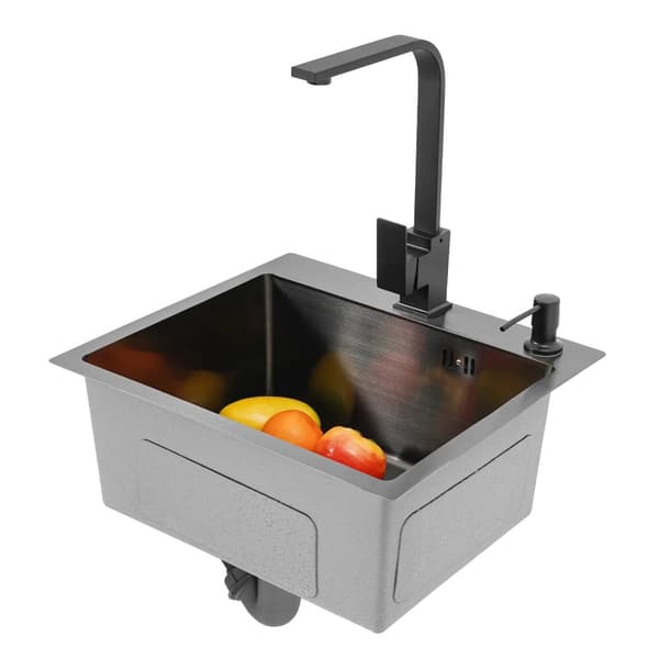 Rustfrit Stål Undermount Vask, Stor Kapacitet, Stilfuldt Design,sort