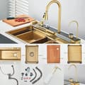 Miniatyrbillede 2 af 2: Rustfrit Stål Køkkenvask, Rummelig Enkelt Skål, Elegant Poleret Finish,Børstet guld