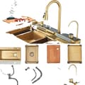 Miniatyrbillede 1 af 2: Rustfrit Stål Køkkenvask, Rummelig Enkelt Skål, Elegant Poleret Finish,Børstet guld