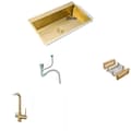 Miniatyrbillede 1 af 2: Guld Køkkenvask, Enkelt Skål, Over Bordplade, Rektangulær,53x43 F