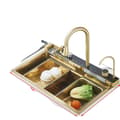 Miniatyrbillede 1 af 2: Køkkenvaskarmatur, Enkelt skål, Undermount installation, Børstet rustfrit stål,Børstet Guld E1
