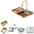 Miniatyrbillede 1 af 2: Køkkenvask med digitalt displayarmatur, rustfrit stål, enkelt skål 75 x 45 CM,LED Guld 4 Knapper