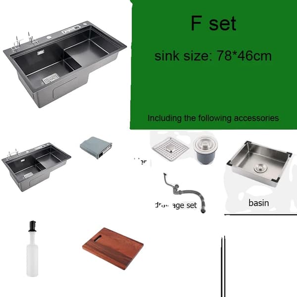 Køkkenvask, Høj og Lav Design, Rustfrit Stål Materiale, 78X46 Skærebræt