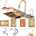 Miniatyrbillede 1 af 2: Multifunktionel Køkkenvask, Rustfrit Stål, Enkel Skål Design,Børstet Guld