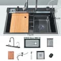 Miniatyrbillede 2 af 2: Integreret Køkkenvask Sæt, Børstet Gylden Finish, Dobbelt Skåldesign, Holdbart Rustfrit Stål,Matte Black = Mat Sort