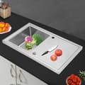 Miniatyrbillede 2 af 4: Rustfrit Stål Køkkenvask, Rummelig Bordplade, Stor Vask