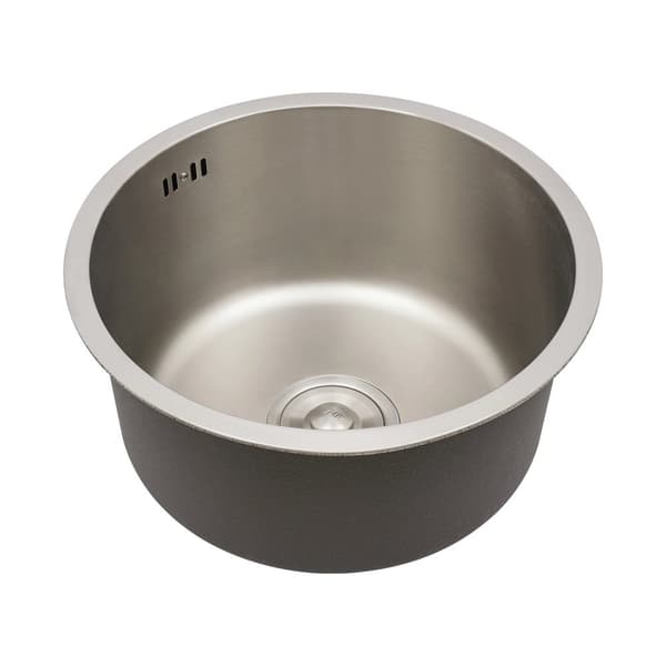 Cirkulær Køkkenvask, Rustfrit Stål, Undermonteret Design, 19 cm Dybde,Sølv