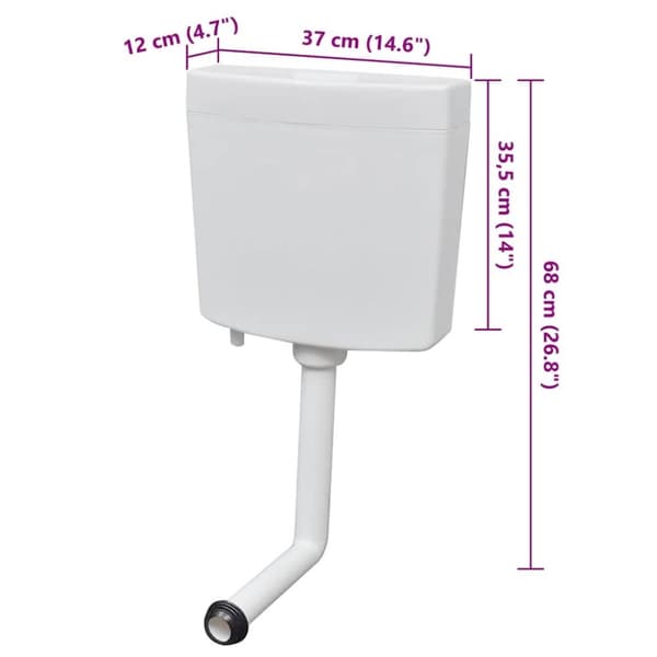 vidaXL WC Vesisäiliö alapuolisella veden tulolla 3/6 l Valkoinen