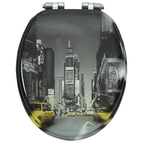 vidaXL toiletsæde med soft close-låg MDF New York-design