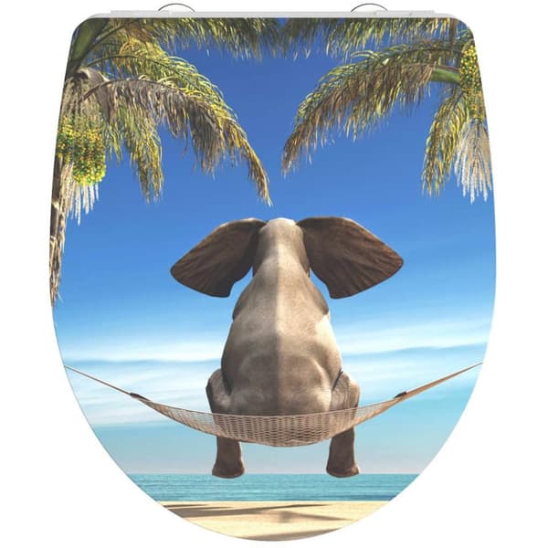 SCHÜTTE Toalettsete duroplast høyglans myk lukking HAPPY ELEPHANT