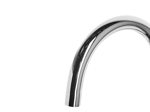 Håndvaskarmatur Sølv Blank Messing stål 27 cm Moderne Badeværelse togrebs Arm vandhane med fast tud