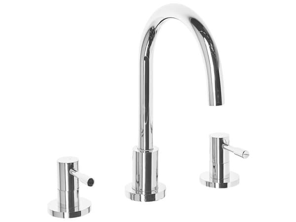 Håndvaskarmatur Sølv Blank Messing stål 27 cm Moderne Badeværelse togrebs Arm vandhane med fast tud