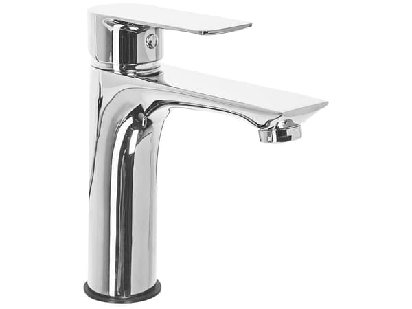 Håndvaskarmatur Sølv Blank Messing Stål Aluminium 18 cm Moderne Badeværelse Besparende Luftblander Vandhane med Fast tud til Badeværelse