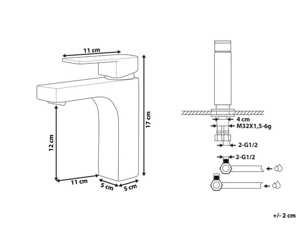 Hana musta 5 x 17 x 16 cm messinki G1/2 letku lavuaariin kylpyhuone moderni tyyli