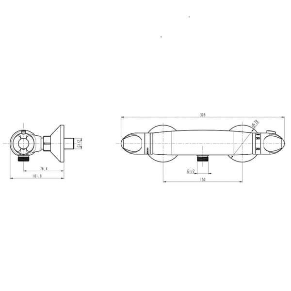 SCHÜTTE Termostatisk duschblandare SUPRA krom