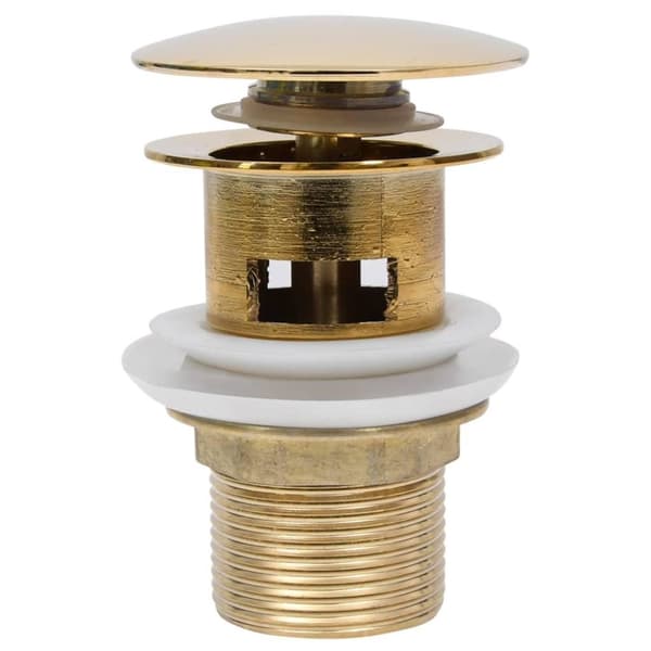 vidaXL Pop-up bottenventil med överflödesfunktion guld 6,4x6,4x9,1 cm