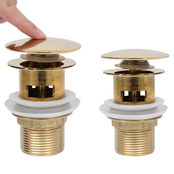 vidaXL Pop-up bottenventil med överflödesfunktion guld 6,4x6,4x9,1 cm