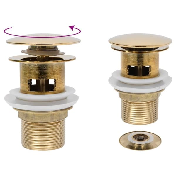 vidaXL Pop-up bottenventil med överflödesfunktion guld 6,4x6,4x9,1 cm