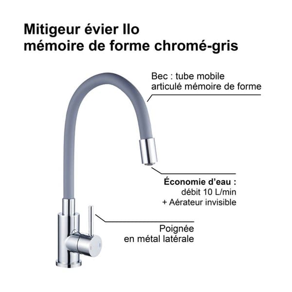 ROUSSEAU MIXER SINK ILO MEMORY FORM GRÅ