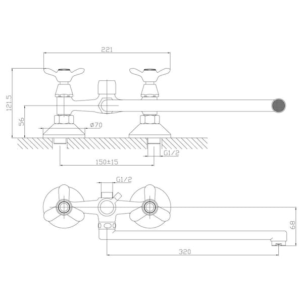 Badebatteri med drejetud Rossinka Q02-80