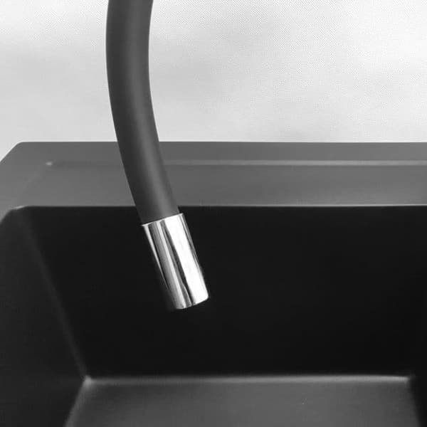 Köksblandare svart - med termostat - flexibel kran