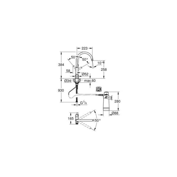 GROHE Blue Pure EuroSmart blandare - GROHE - 30383000 - Krom - Vattenbesparande - Svängbar