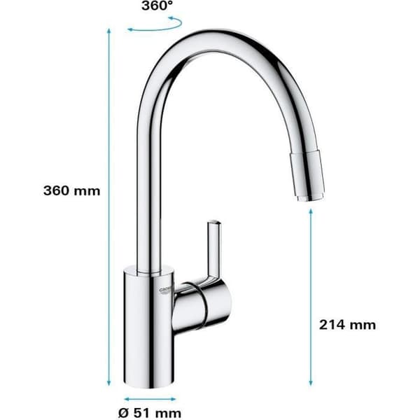Kromad diskbänksblandare med hög pip FEEL - GROHE - 32671002