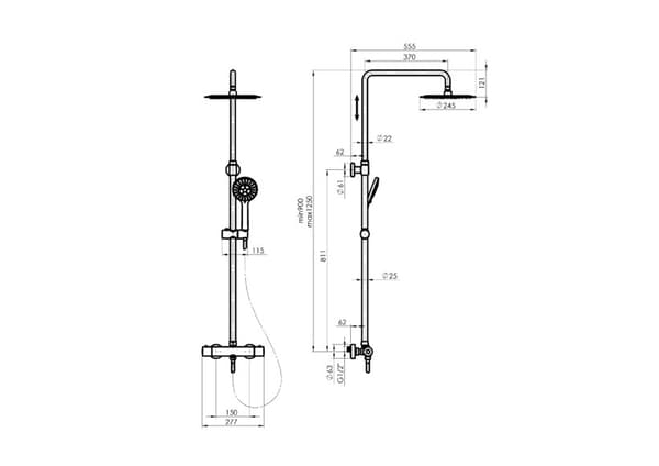 Duschpelarset Olo (BK)+Thermo-15 (BK)